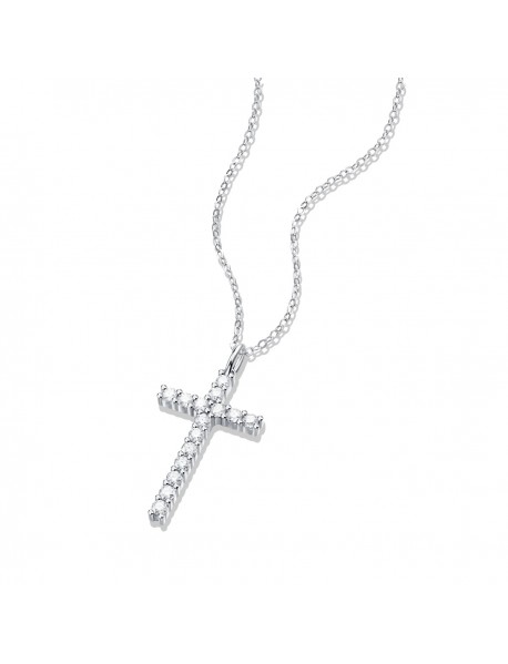 Classic Moissanite CZ Cross 925 Sterling Silver Necklace