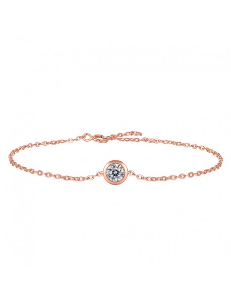 Girl Moissanite CZ Round Rolo Chain 925 Sterling Silver Bracelet