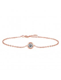 Girl Moissanite CZ Round Rolo Chain 925 Sterling Silver Bracelet
