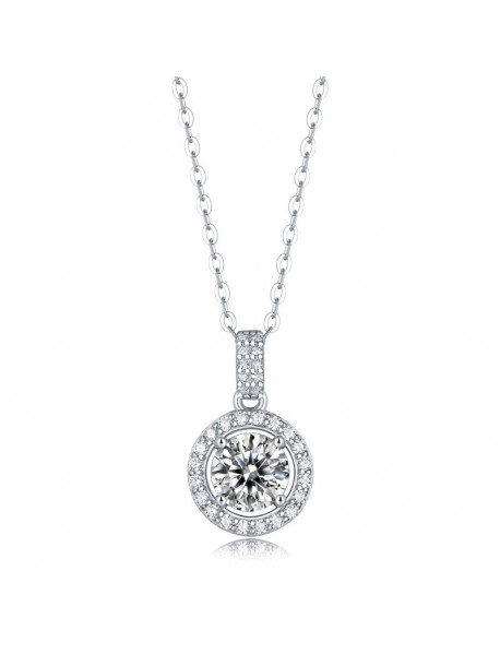 Holiday Moissanite CZ Waterdrop Round Flower 925 Sterling Silver Necklace