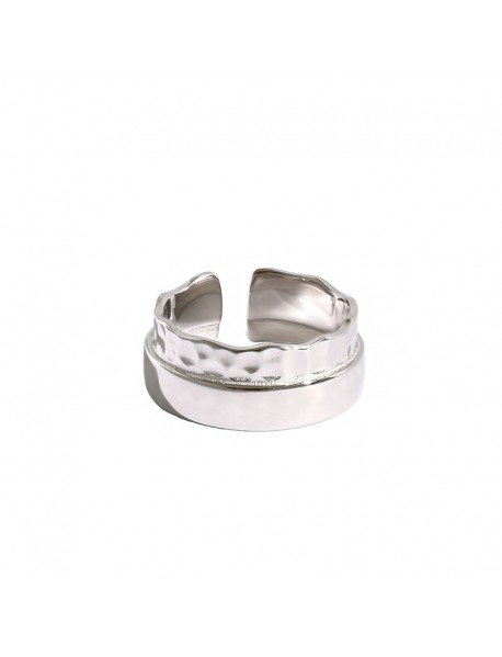 New Irregular Wave Wide 925 Sterling Silver Adjustable Ring