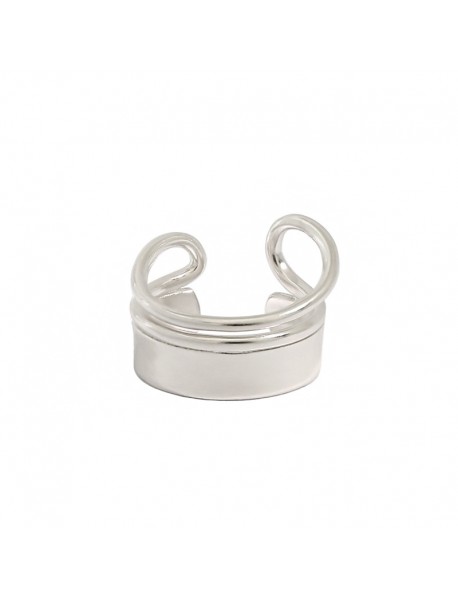 Fashion Geometry Double Lines Wide 925 Sterling Silver Adjustable Ring