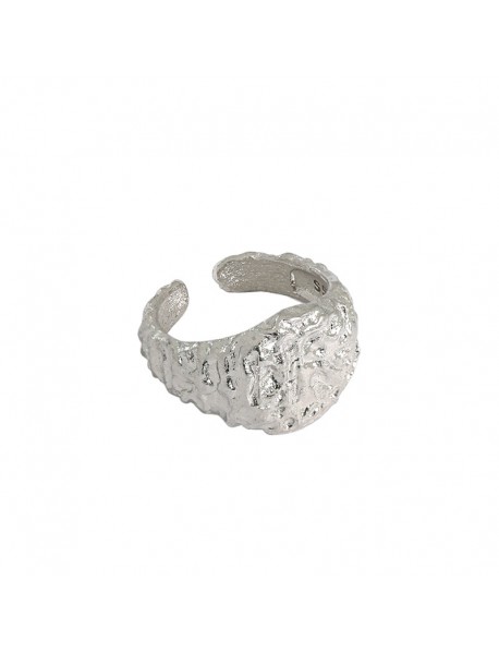 Geometry Irregular Beat Pattern 925 Sterling Silver Adjustable Ring