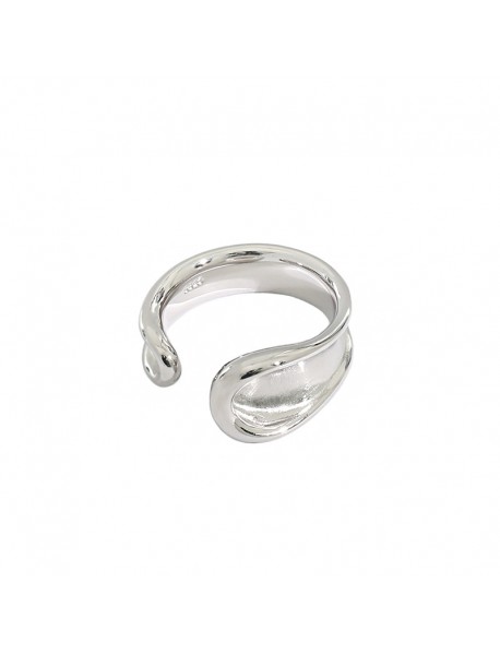 Casual Geometry Irregular River 925 Sterling Silver Adjustable Ring