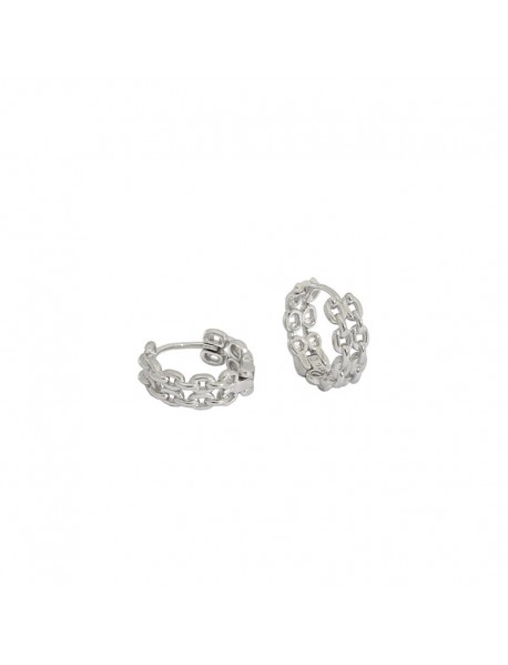 Geometry Double Layer Curb Chain 925 Sterling Silver Huggie Hoop Earrings