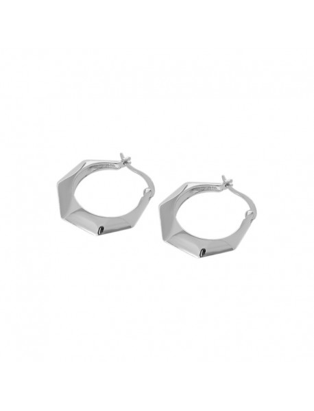 Casual Geometry Hollow Hexagon 925 Sterling Silver Hoop Earrings