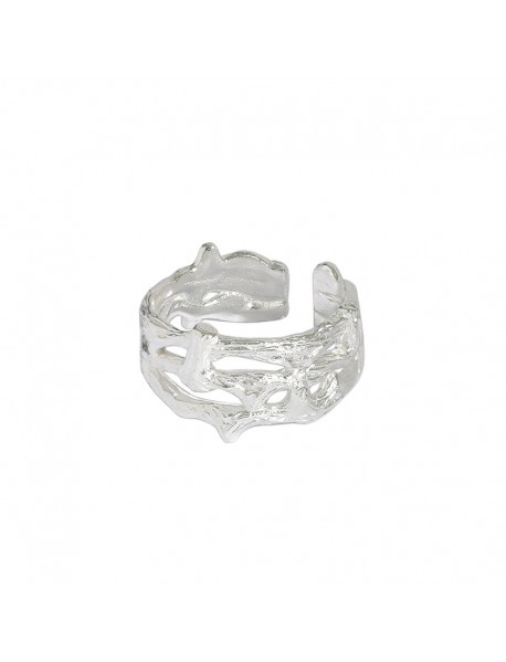 Fashion Wide Hollow Branch 925 Sterling Silver Adjustable Ring