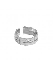 Fashion Double Layer Wheel Gear 925 Sterling Silver Adjustable Ring