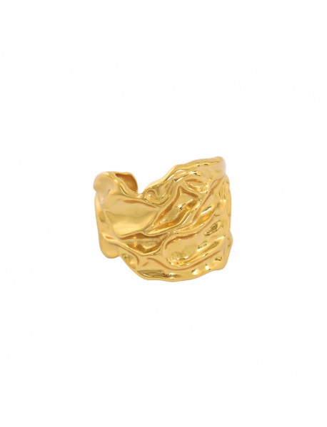 Fashion Wrinkle Wide 925 Sterling Silver Adjustable Ring