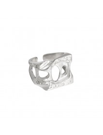 Minimalist Geometry Hollow 925 Sterling Silver Adjustable Ring