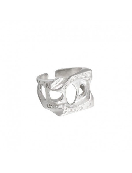 Minimalist Geometry Hollow 925 Sterling Silver Adjustable Ring
