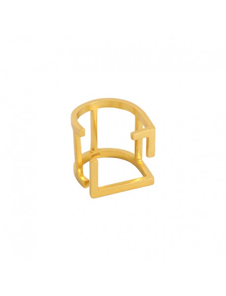 Geometry Hollow Square Simple 925 Sterling Silver Adjustable Ring