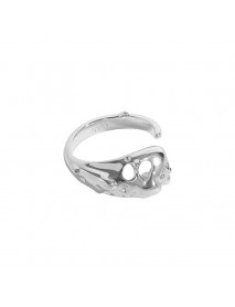 Fashion Irregular Hollow Bone 925 Sterling Silver Adjustable Ring