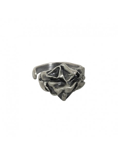 Vintage Irregular Folding Paper 925 Sterling Silver Adjustable Ring