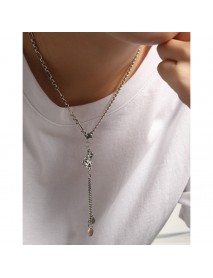 Vintage Bear Luck Dangle Beads Paperclip Chain 925 Sterling Silver Necklace