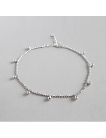 Fashion Dangle Beads Chain 925 Sterling Silver Anklet