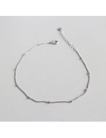Simple Mini Beads Curb Chain 925 Sterling Silver Anklet