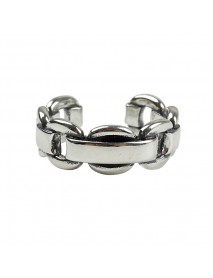 Vintage Geometry Box Chain 925 Sterling Silver Adjustable Ring