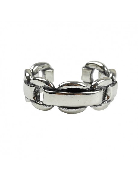 Vintage Geometry Box Chain 925 Sterling Silver Adjustable Ring