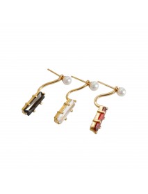 Elegant Shell Pearl Rectangle CZ Geometry 925 Sterling Silver Stud Earring(Single)
