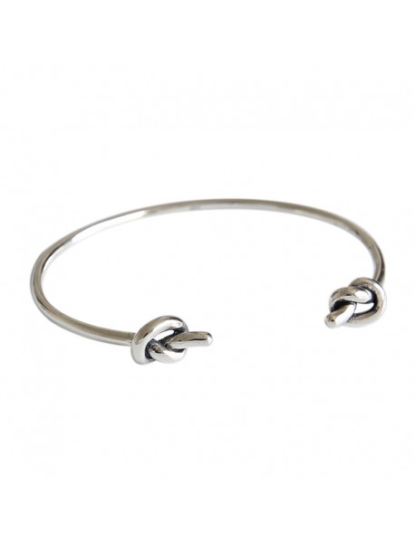 Vintage Two Knot 925 Sterling Silver Open Bangle
