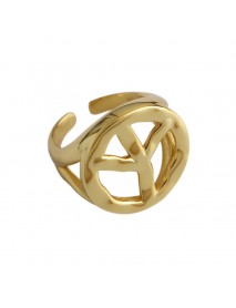 Simple Hollow Peace Sign 925 Sterling Silver Adjustable Ring