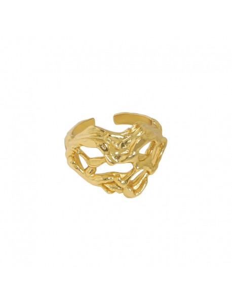 Party Hollow Hearts Wide 925 Sterling Silver Adjustable Ring