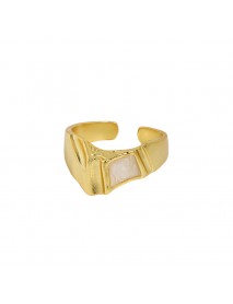 Party Irregular Epoxy Rectangle 925 Sterling Silver Adjustable Ring