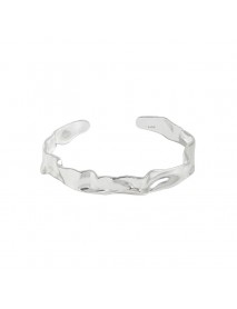 Simple Irregular Folding Paper 925 Sterling Silver Open Bangle