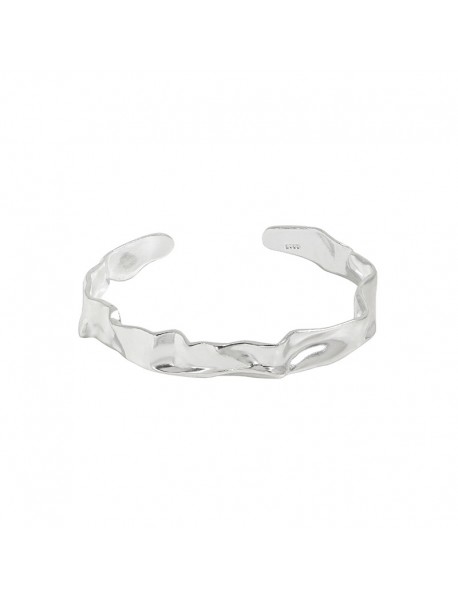 Simple Irregular Folding Paper 925 Sterling Silver Open Bangle