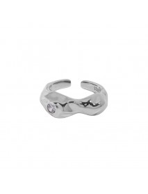 Bridesmaid Round CZ Irregular Peanut 925 Sterling Silver Adjustable Ring
