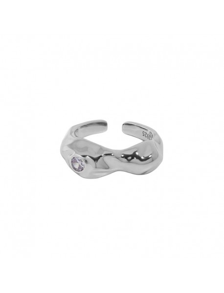 Bridesmaid Round CZ Irregular Peanut 925 Sterling Silver Adjustable Ring