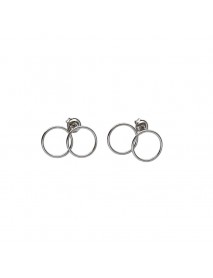 Geometry Simple Two Circles 925 Sterling Silver Stud Earrings