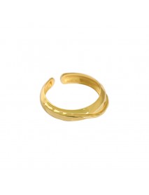 Modern Double Layers Cross 925 Sterling Silver Adjustable Ring