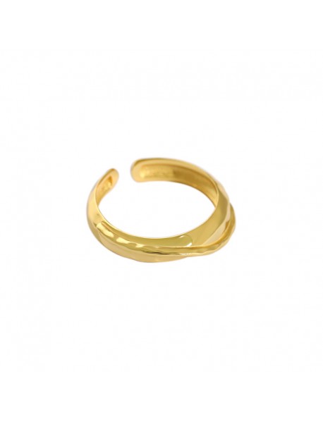 Modern Double Layers Cross 925 Sterling Silver Adjustable Ring