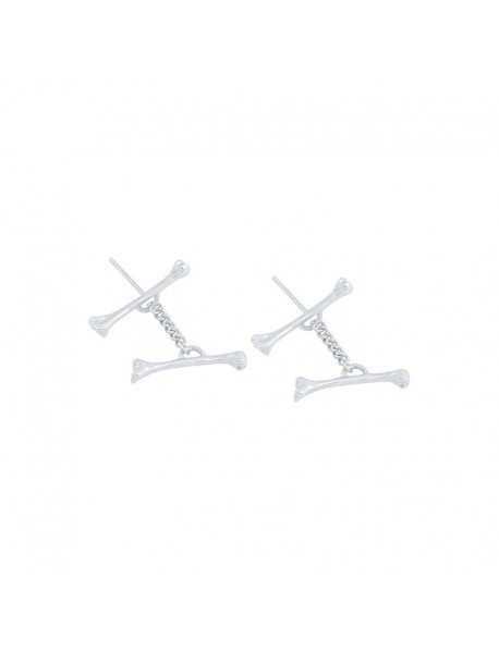 Fashion Two Bones Chain 925 Sterling Silver Dangling Earrings