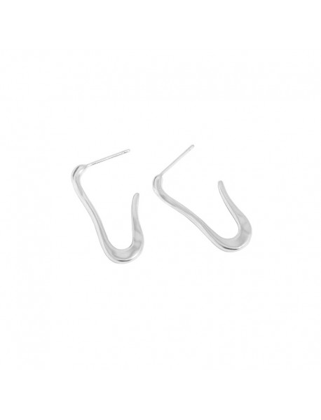 Simple U Shape Paper Clip 925 Sterling Silver Hoop Earrings