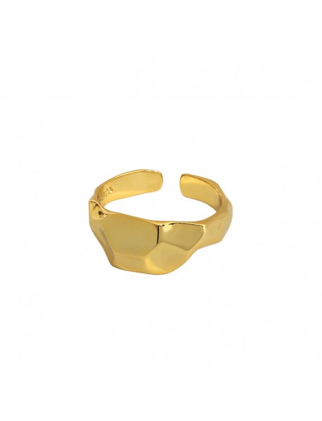 Geometry Irregular Concave 925 Sterling Silver Adjustable Ring