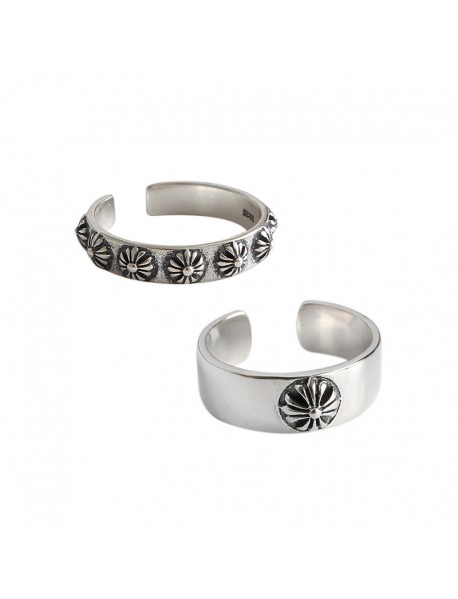 Vintage Flowers Women 925 Sterling Silver Adjustable Ring
