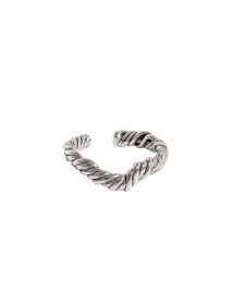 Vintage Twisted V Wave 925 Sterling Silver Adjustable Ring