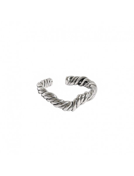 Vintage Twisted V Wave 925 Sterling Silver Adjustable Ring