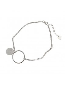 Simple Geometry Circle Round 925 Sterling Silver Anklet