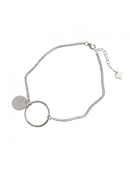Simple Geometry Circle Round 925 Sterling Silver Anklet