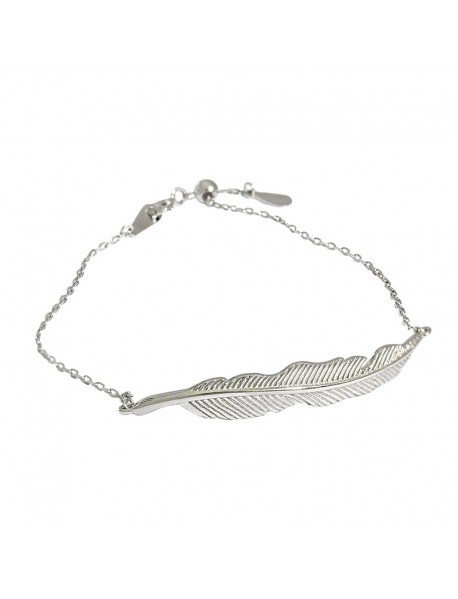 Simple Leaf Women 925 Sterling Silver Bracelet