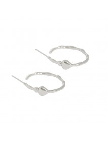 Simple Circle Mini Heart 925 Sterling Silver Hoop Earrings