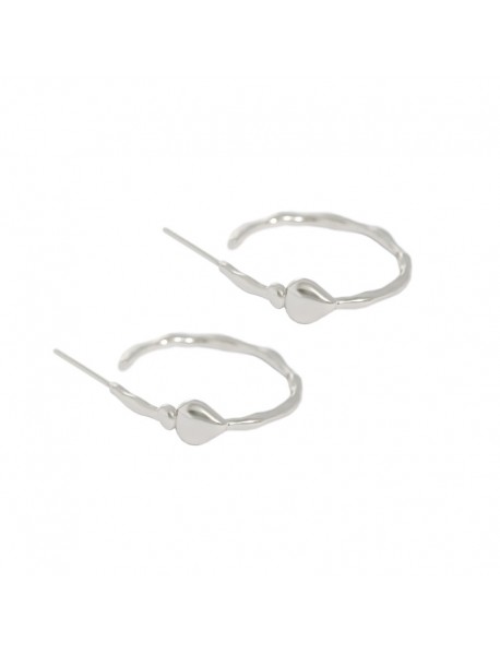 Simple Circle Mini Heart 925 Sterling Silver Hoop Earrings