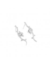 Women CZ Rose Flower Gift 925 Sterling Silver Stud Earrings