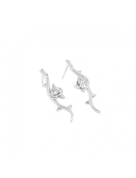 Women CZ Rose Flower Gift 925 Sterling Silver Stud Earrings