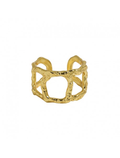 Holiday Hollow Chain Wide 925 Sterling Silver Adjustable Ring