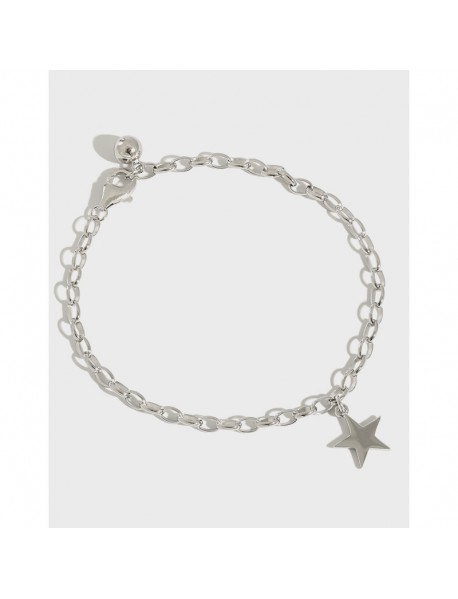 Office Rolo Chain Star 925 Sterling Silver Bracelet